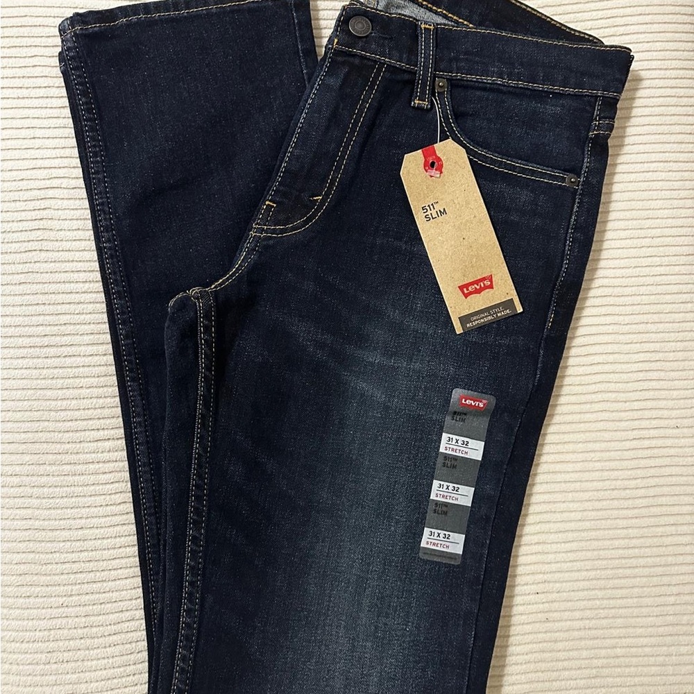 Levi's Men's Slim Jeans - Dark Blue - Picture 1 of 3